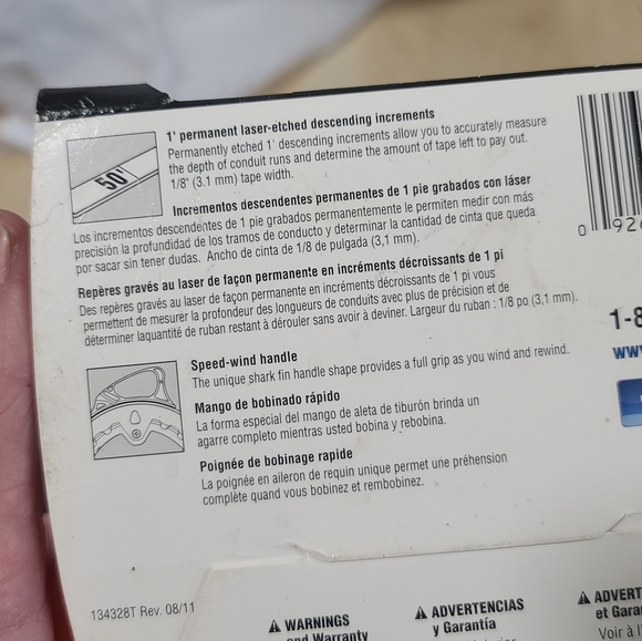 Klein Tools 50' Steel Fish Tape, Depth Finder, 56001 - Picture 2 of 6